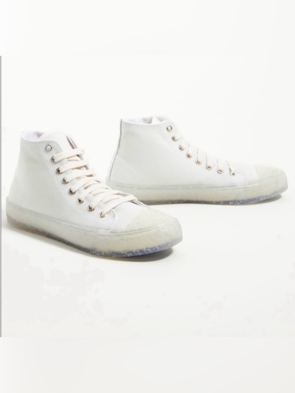 Anthropologie Recykers Soho White Canvas High Top Sneakers 9 Lace Up Sustainable